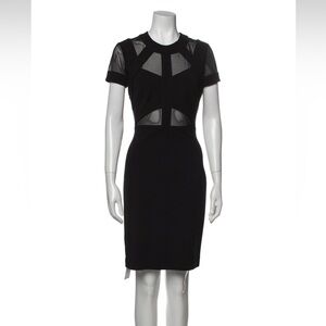 Designer Nicole Miller Cocktail Black Dress with Sheer Mesh Cutouts